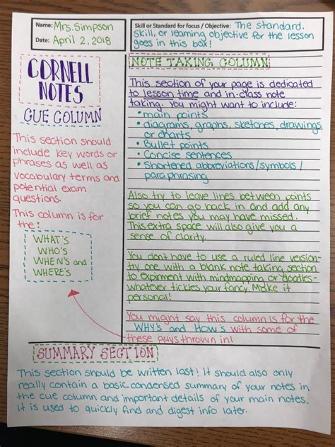 Cornell Notes OneNote Template