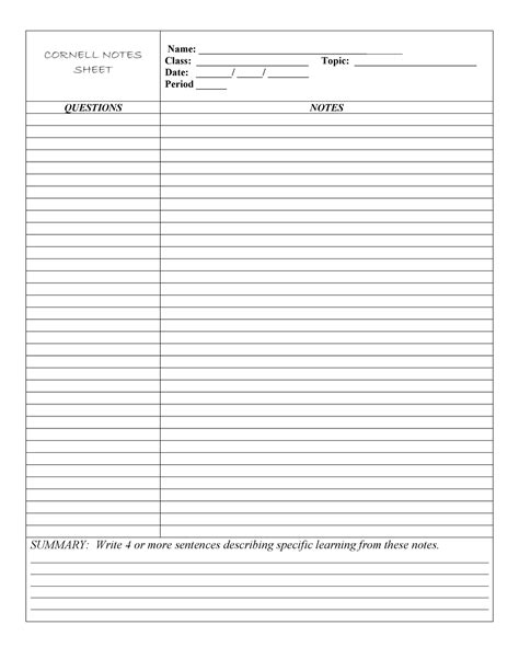 Cornell Notes Template 1