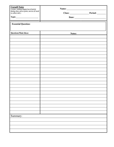 Cornell Notes Template