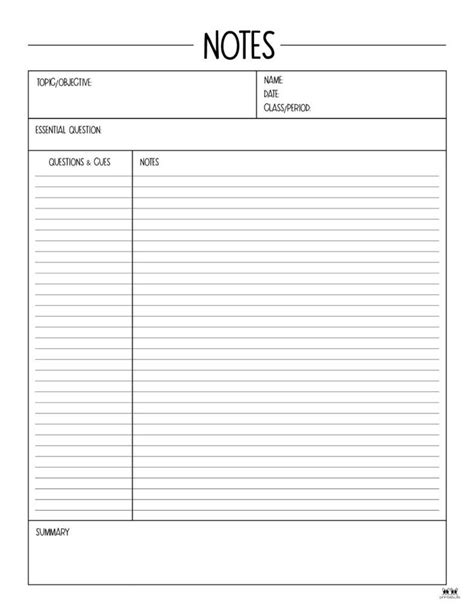 Cornell Notes Template 7