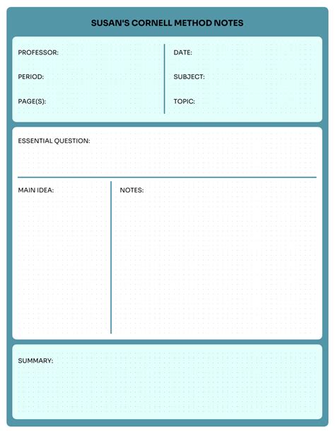 Cornell Notes Template 8