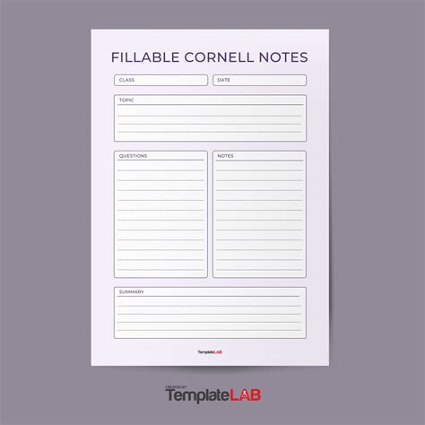 Fillable Cornell Notes template