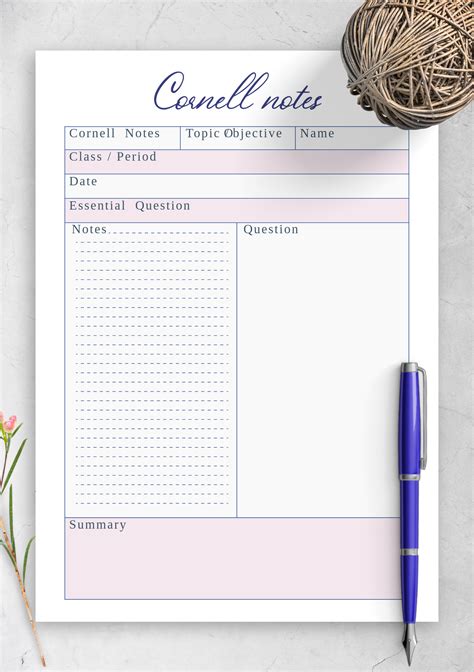 Cornell Notes Template OneNote