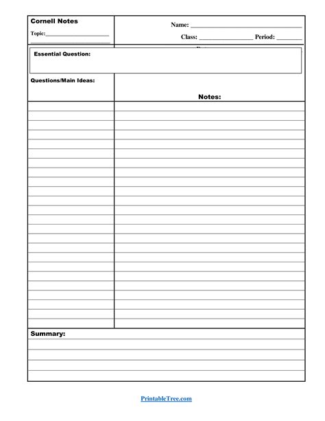 Cornell Notes Template Printable