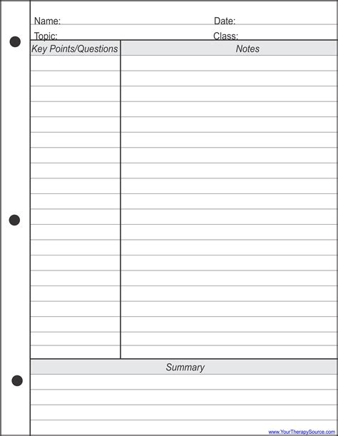 A Cornell note-taking template in Word