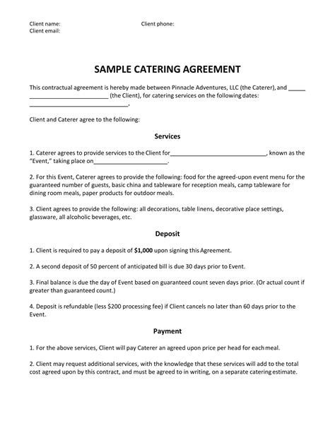 Corporate Catering Contract Template