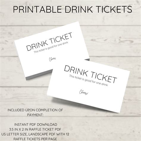 Corporate Drink Tickets Template