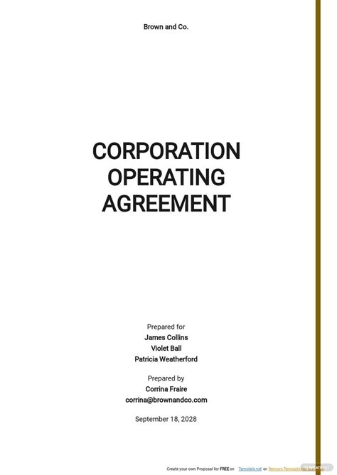 Corporate Operating Agreement Template