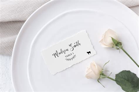 Corporate place cards with meal choice templates