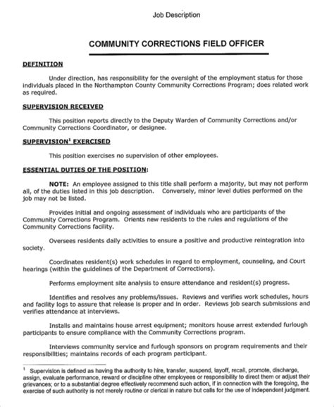 Corrections Officer Job Description Essential 1