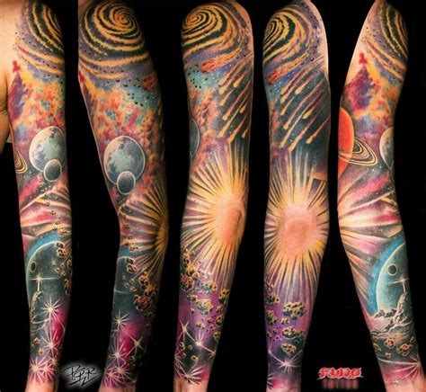 Cosmic sleeve tattoo design