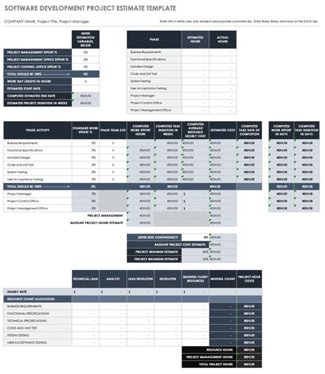 Cost Estimation Template Smartsheet