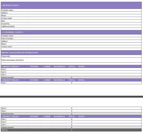 Cost Estimation Template Wrike