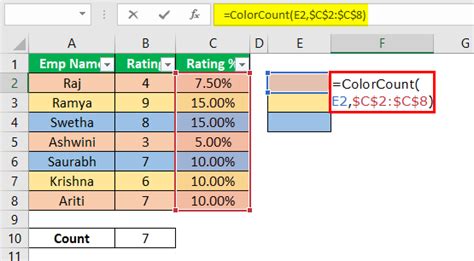 Count Cells by Color Example 10