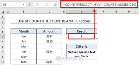 Count Cells Not Equal Text Image