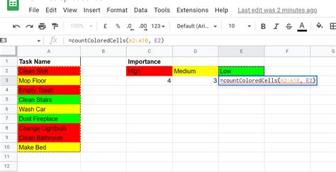 Count Colored Cells in Google Sheets