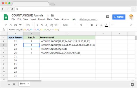 Count Distinct in Google Sheets