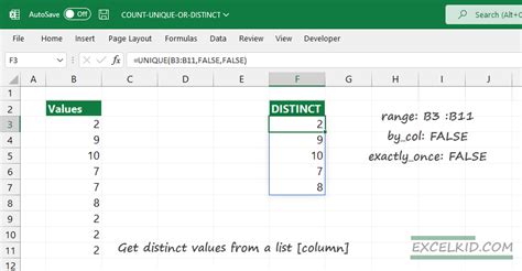 Count Distinct Values in Google Sheets