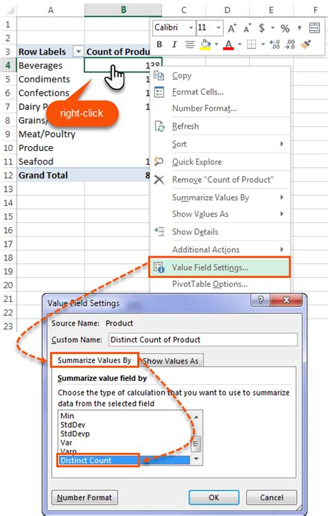 Count Distinct Values in Excel with Multiple Criteria using PivotTable