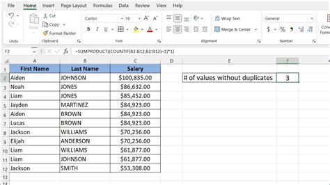 Count If Without Duplicates Excel Formula