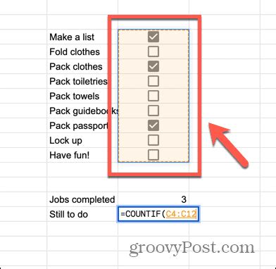 Counting Unchecked Checkboxes in Google Sheets