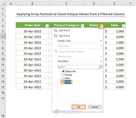 Count Unique Values in Excel