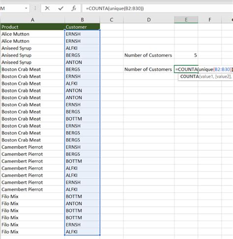 Count Unique Values in Excel with Criteria