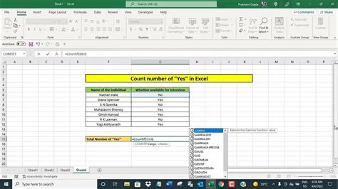 Count Yes in Excel