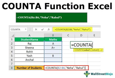 Using the COUNTA Function in Excel