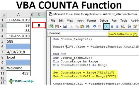 CountA Function in VBA Example