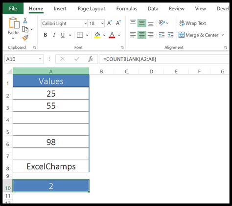 COUNTBLANK Function in Excel