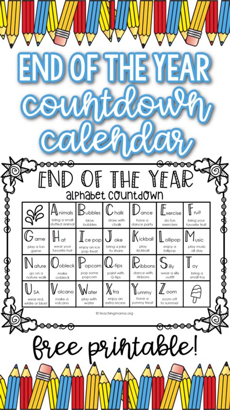 10-Day Countdown Calendar Activities