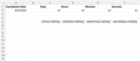 Countdown Timer in Excel