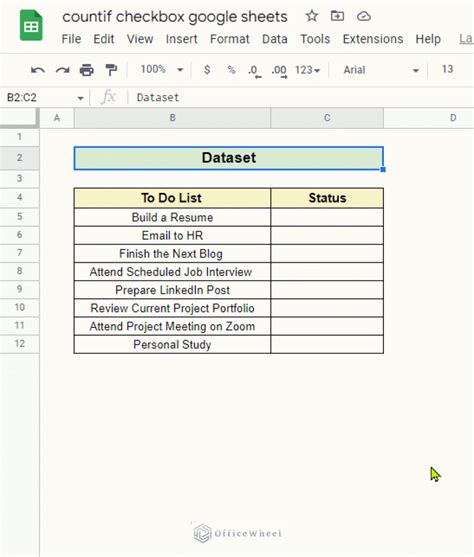 COUNTIF and Checkboxes Example 4