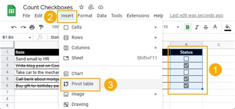 Using COUNTIF with Checkboxes in a Pivot Table in Google Sheets