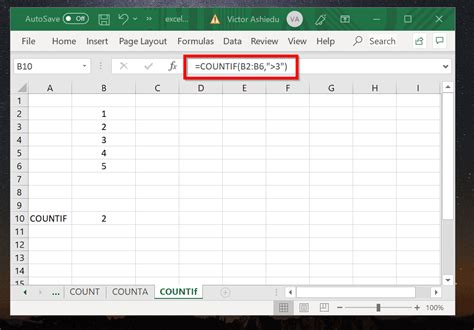 COUNTIF Formula Example