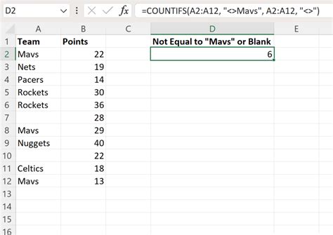 COUNTIF Not Equal Text Example 10