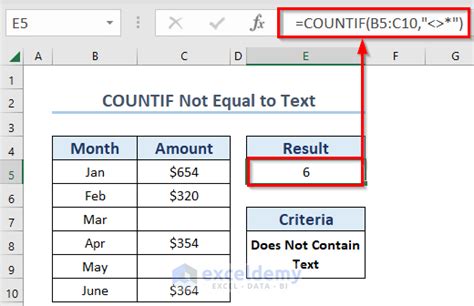 COUNTIF Not Equal Text Example 5