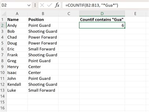 COUNTIF for partial text examples