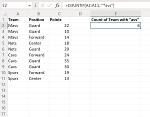 COUNTIF with multiple wildcards examples