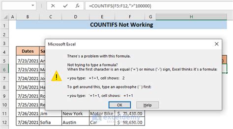 COUNTIFS Function Common Mistakes