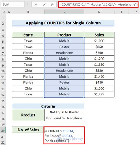 COUNTIFS Not Equal