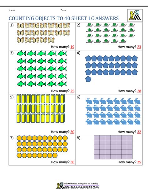 Counting Objects Math Worksheets