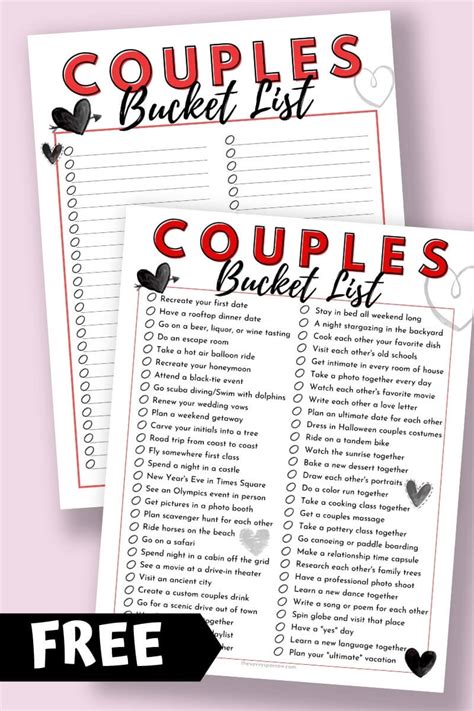 Couple's bucket list templates to plan adventures