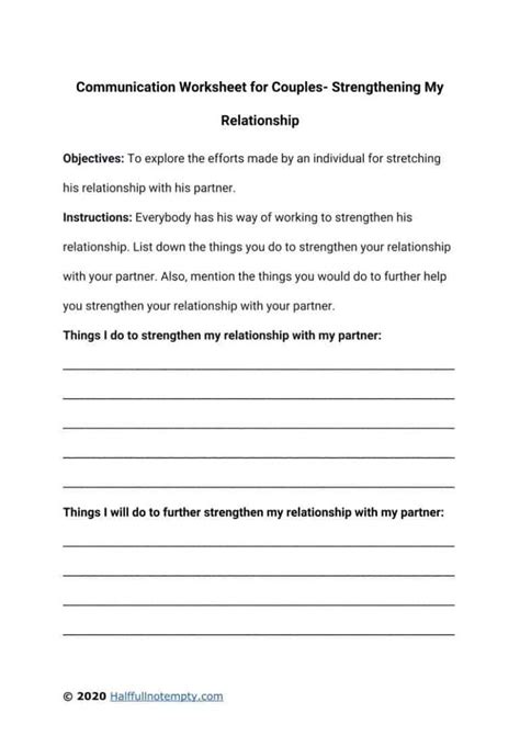 Couples Communication Worksheets Example 3