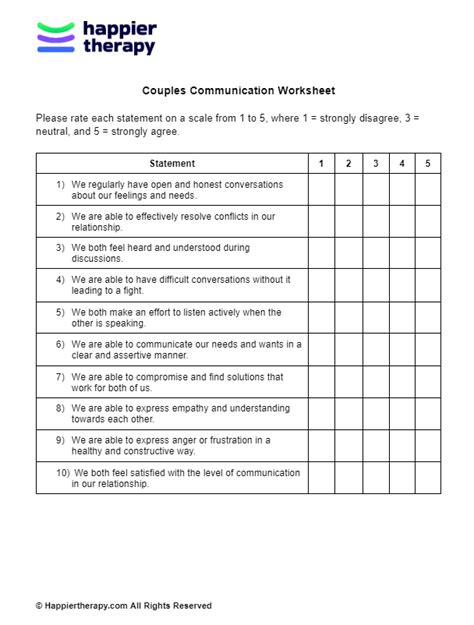 Couples Communication Worksheets Example 9