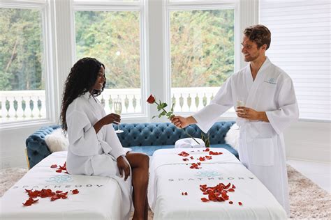 Couples spa day setup