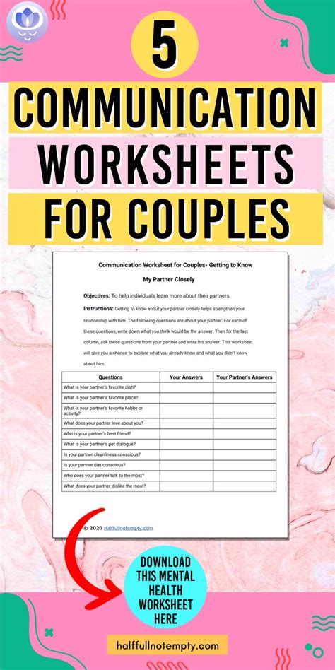 Couples Therapy Worksheets Communication Styles