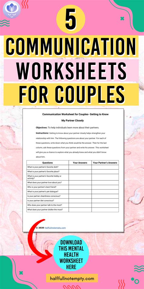 Couples Therapy Worksheets Communication