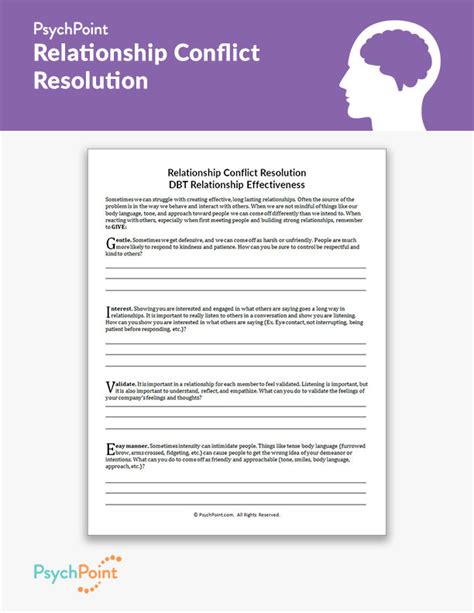 Couples Therapy Worksheets Conflict Resolution